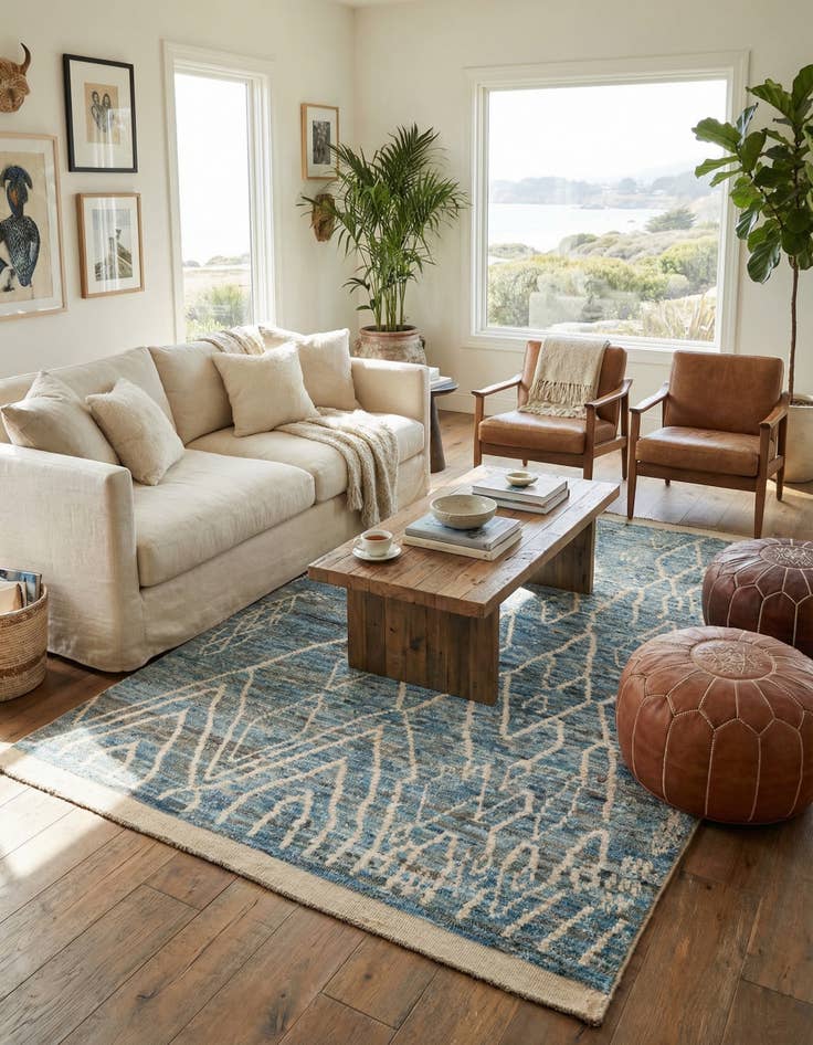 Detail image of  5' 7 x 8' 2  Hand Knotted Moroccan Wool Rug