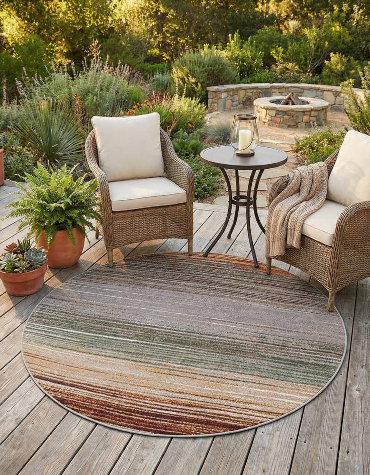 Detail image of 5' x 5'  Washable Modern Indoor / Outdoor Round Rug