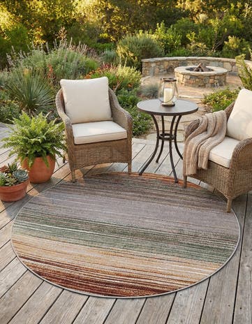 5' x 5' Easy-Clean Modern Indoor / Outdoor Round Rug