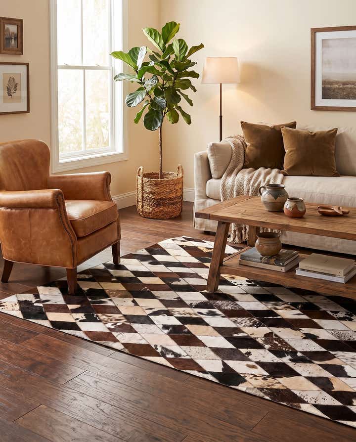 4' 1 x 5' 10 Cowhide Stocks Rug