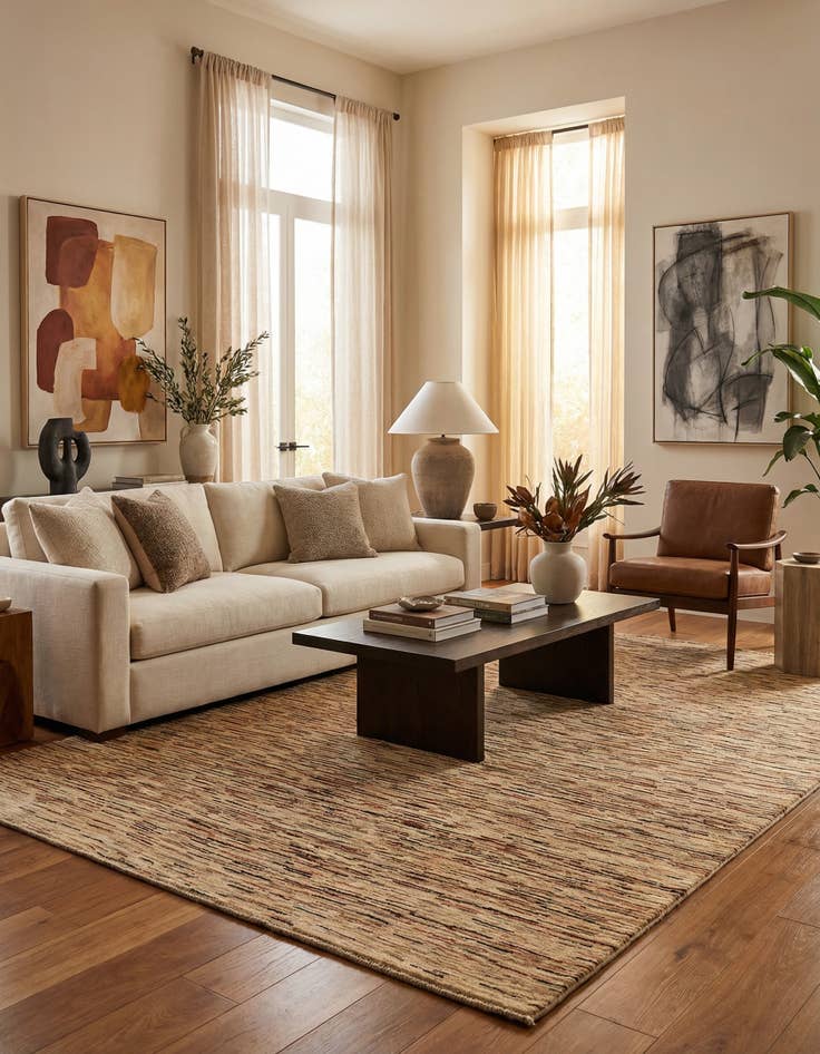 Detail image of  6' 5 x 9' 8  Hand Knotted Modern Ziegler Rug