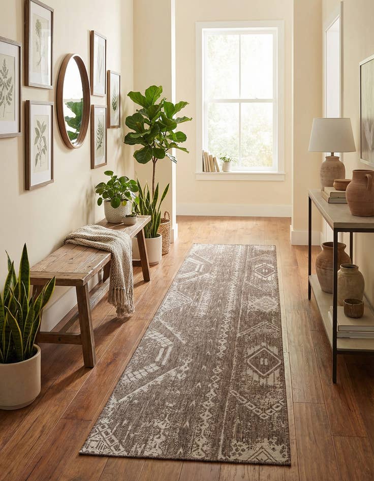 Detail image of 3' 3 x 14'  Washable Bohemian Indoor / Outdoor Runner Rug