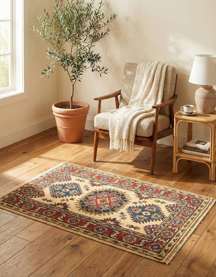 Detail image of 2' 7 x 4' 1  Hand Knotted Kazak Rug