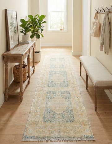 Blue and Ivory Boutique Runner Rug