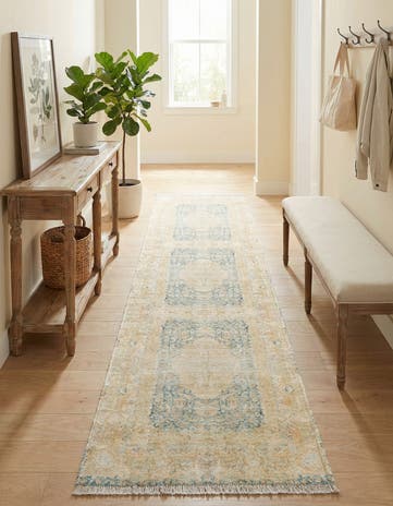 Blue and Ivory Boutique Runner Rug