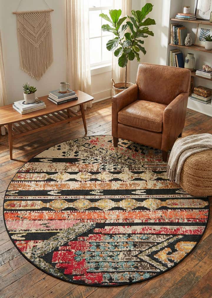 6' x 6' Easy-Clean Casablanca Indoor / Outdoor Round Rug