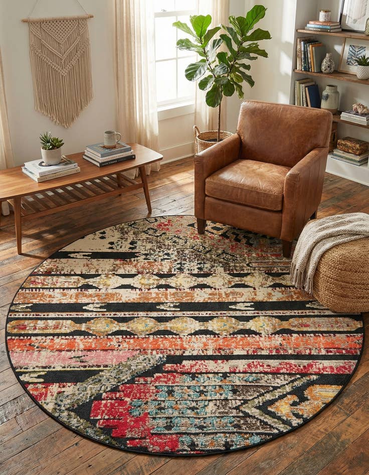 Detail image of 6' x 6'  Washable Casablanca Indoor / Outdoor Round Rug