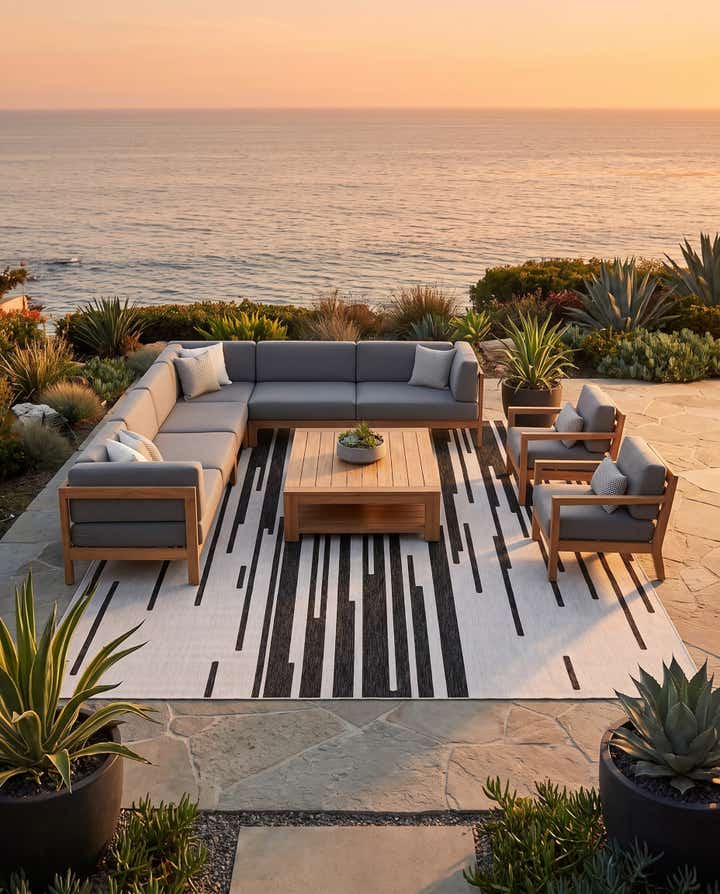 13' x 13' Easy-Clean Modern Indoor / Outdoor Square Rug