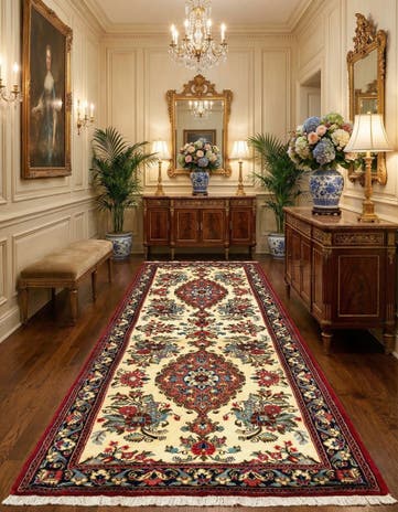 2' 7 x 6' 9 Hand Knotted Qom Persian Runner Rug