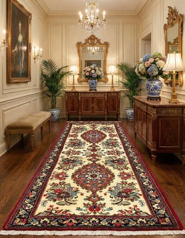 2' 7 x 6' 9 Hand Knotted Qom Persian Runner Rug