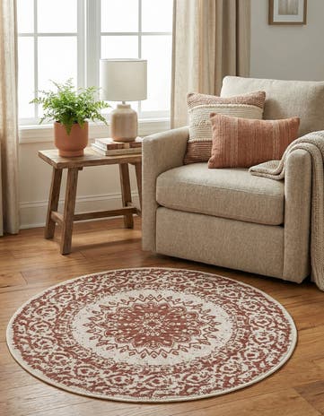 3' x 3' Easy-Clean Traditional Indoor / Outdoor Round Rug