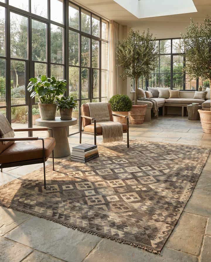 6' 6 x 9' 10 Hand Woven Kilim Maymana Wool Rug