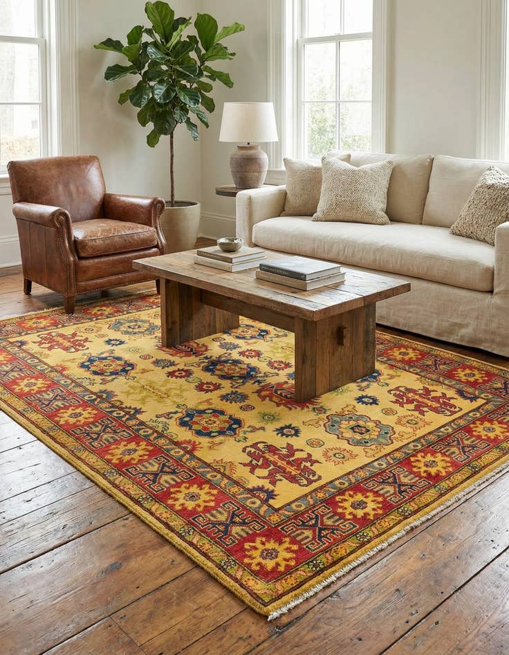 Detail image of 5' 2 x 7'  Hand Knotted Kazak Rug