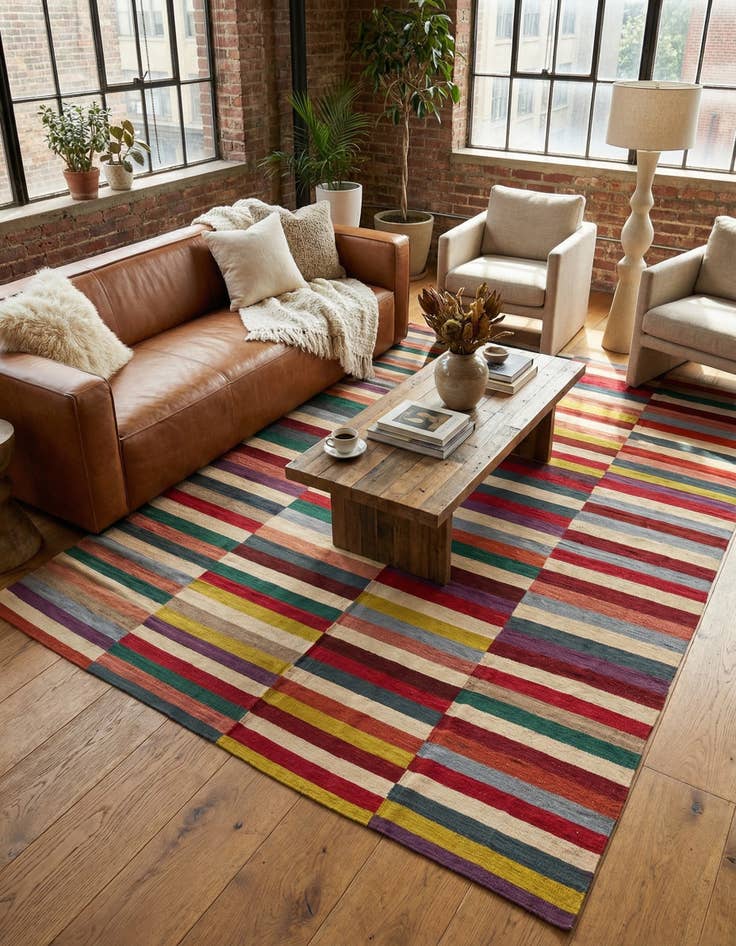 Detail image of 8' 2 x 9' 9  Hand Woven Kilim Modern Wool Rug