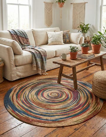 4' 1 x 4' 1 Handmade Braided Jute Round Rug