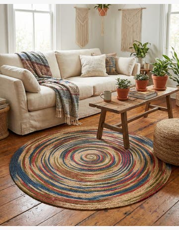 Handmade Braided Jute Round Rug