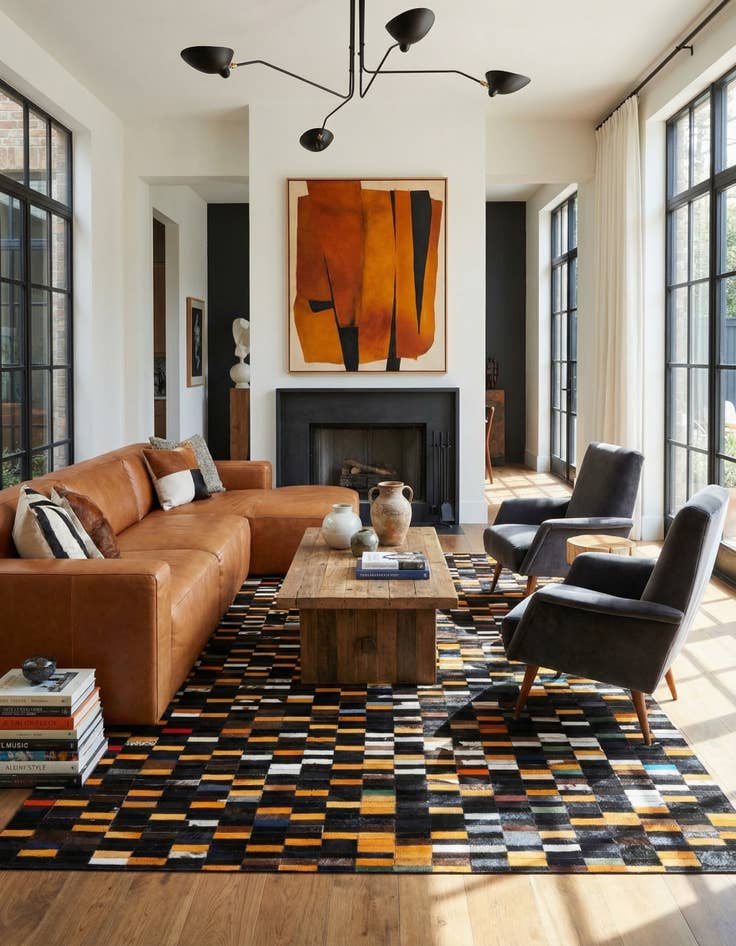 Detail image of  5' 3 x 8' 1 Cowhide - Patchwork Rug