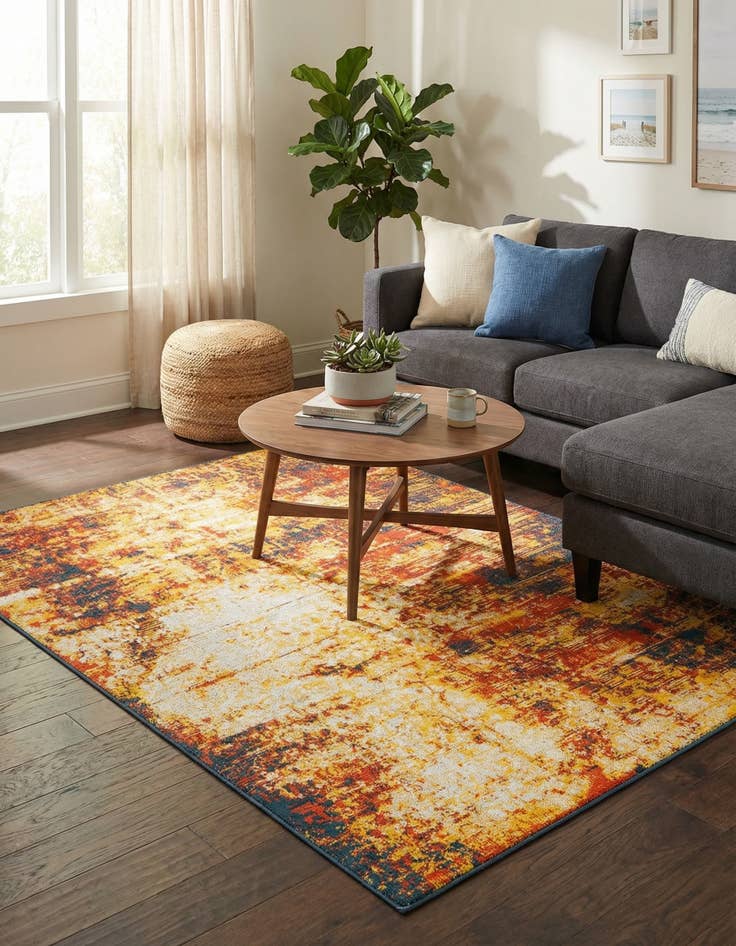 Detail image of 5' 3 x 8'  Washable Coastal Indoor / Outdoor Rug