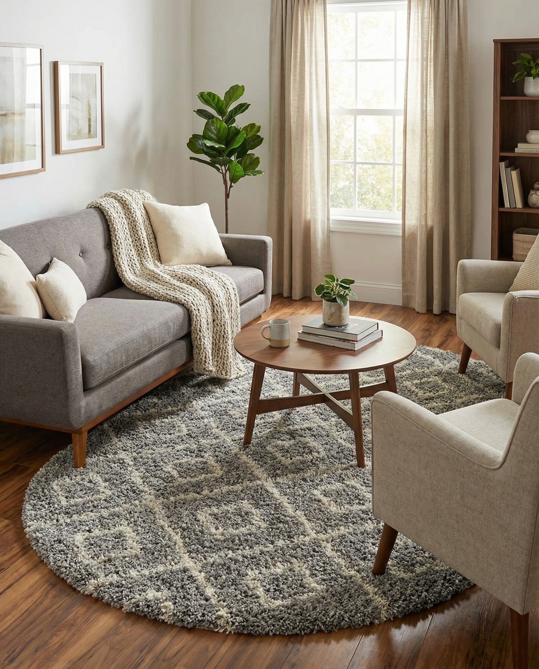  5' 3 x 8' Lattice Shag Oval Rug