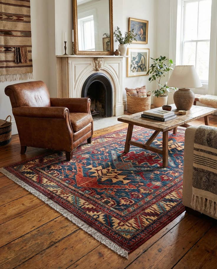 Detail image of 3' 10 x 5' 11 Hand Knotted Kazak Wool Rug