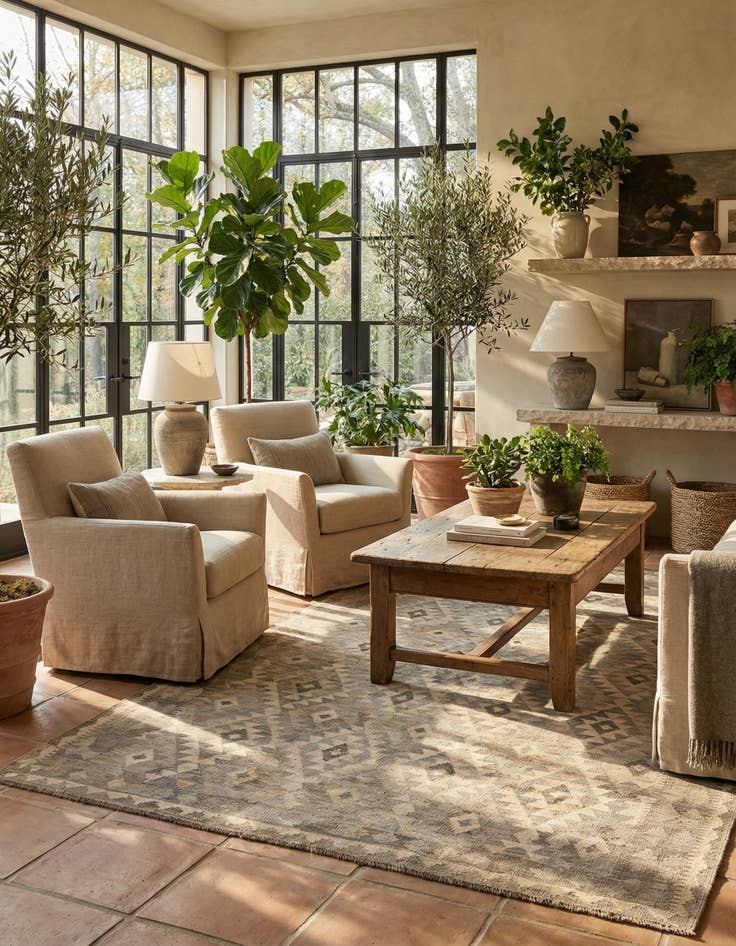 Detail image of 6' 10 x 9' 10  Hand Woven Kilim Maymana Wool Rug