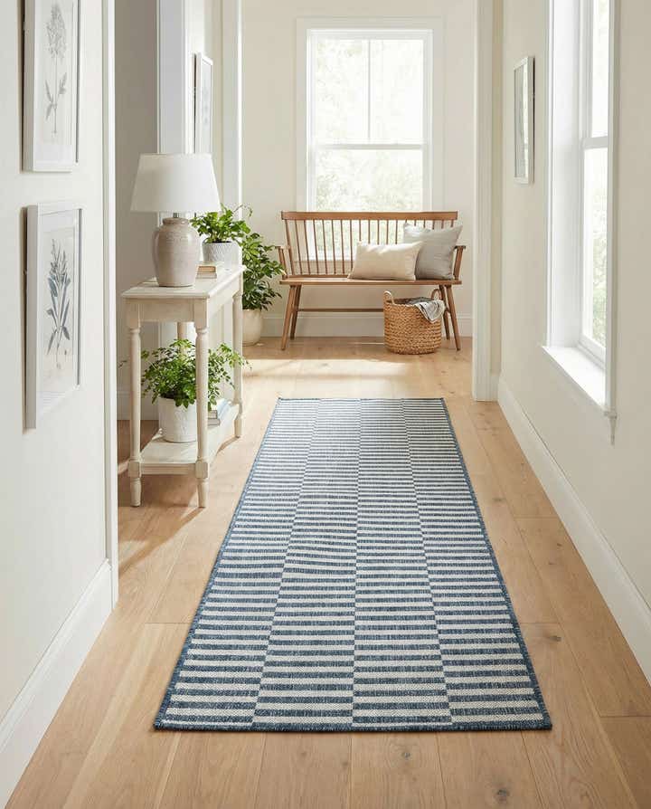 2' x 8' Easy-Clean Striped Indoor / Outdoor Runner Rug