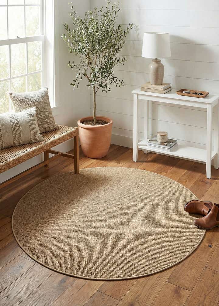 5' 3 x 5' 3 Easy-Clean Solid Indoor / Outdoor Round Rug