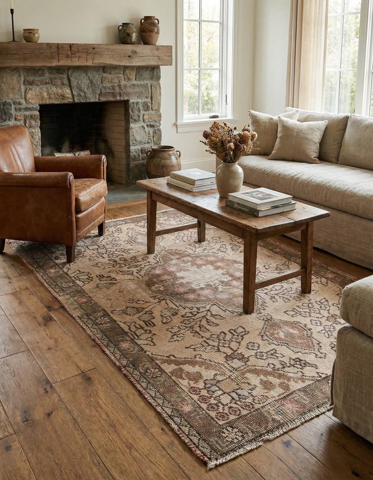 Detail image of 3' 3 x 4' 6  Hand Knotted Ultra Vintage Persian Wool Rug