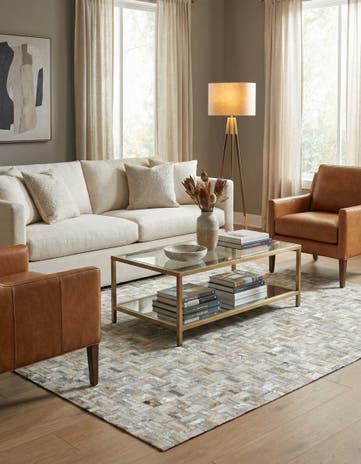 5' 1 x 7' 10 Cowhide Leather Rug