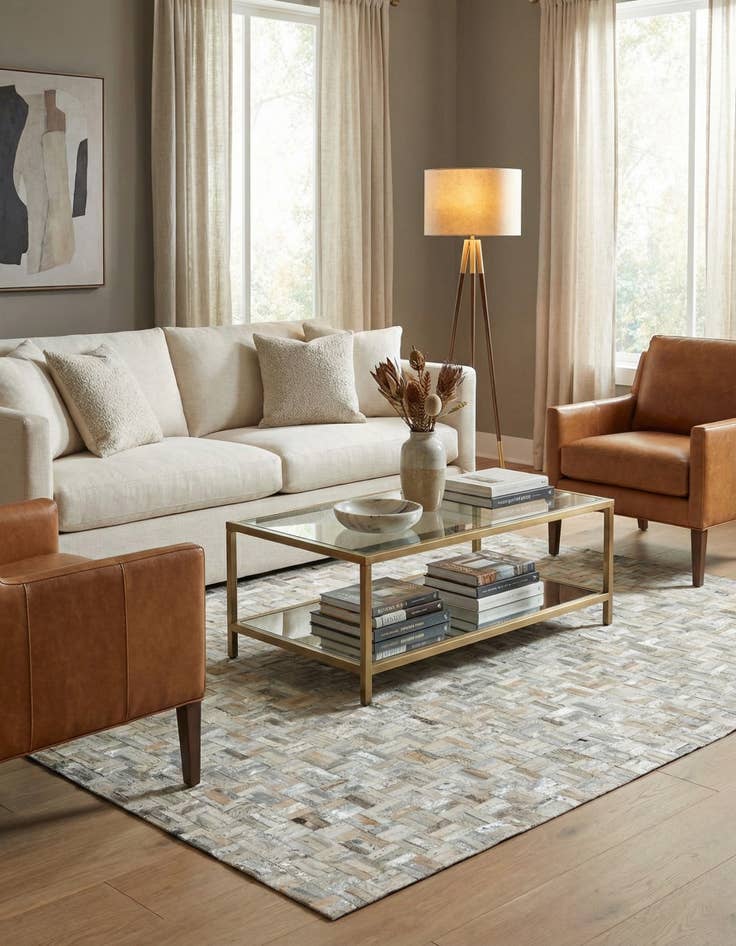 Detail image of 5' 1 x 7' 10 Cowhide Leather Rug