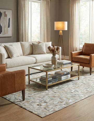 5' 1 x 7' 10 Cowhide Leather Rug