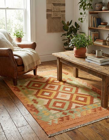 3' 2 x 5' Hand Woven Kilim Waziri Wool Rug