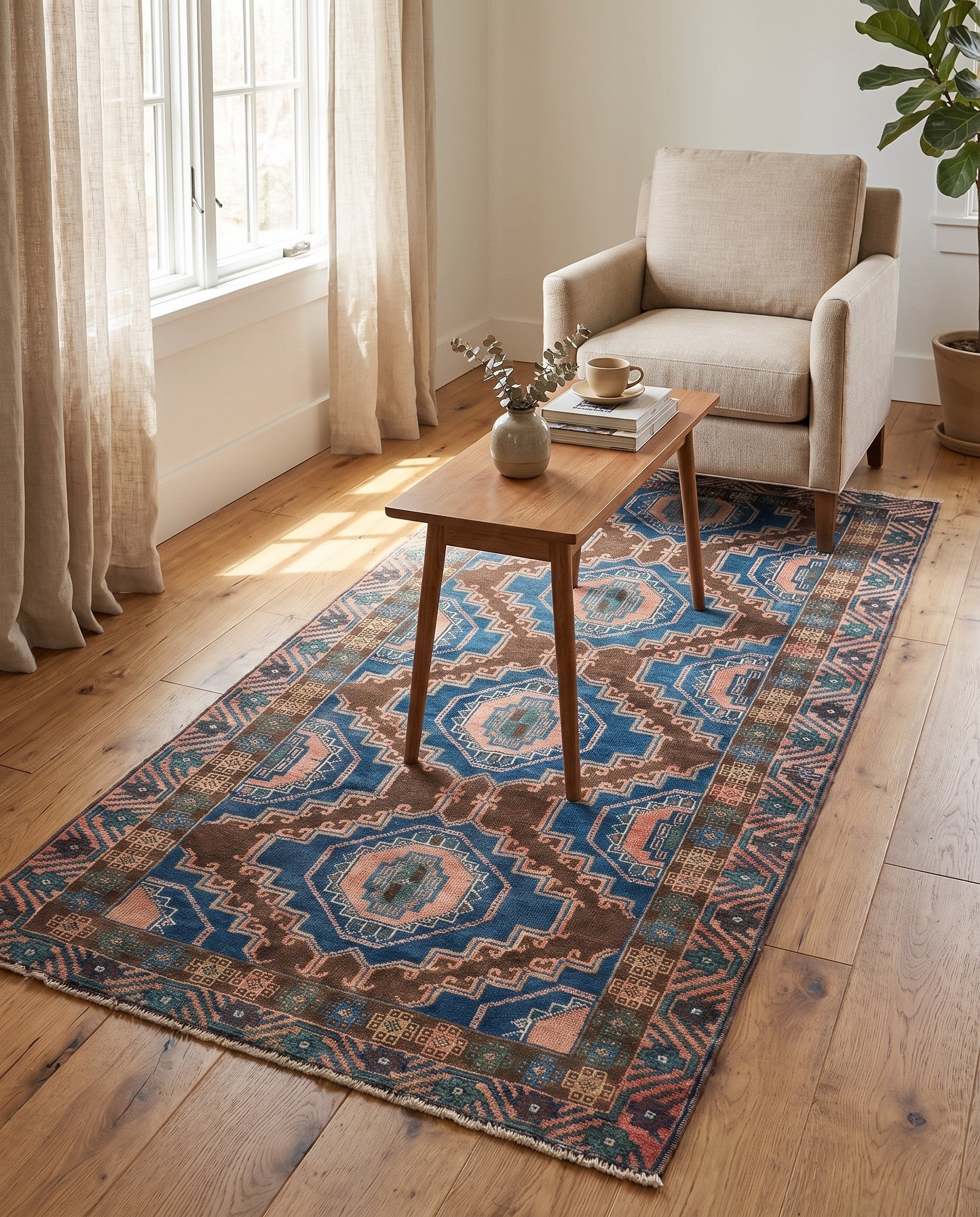 110cm x 205cm Hand Knotted Ultra Vintage Persian Wool Rug