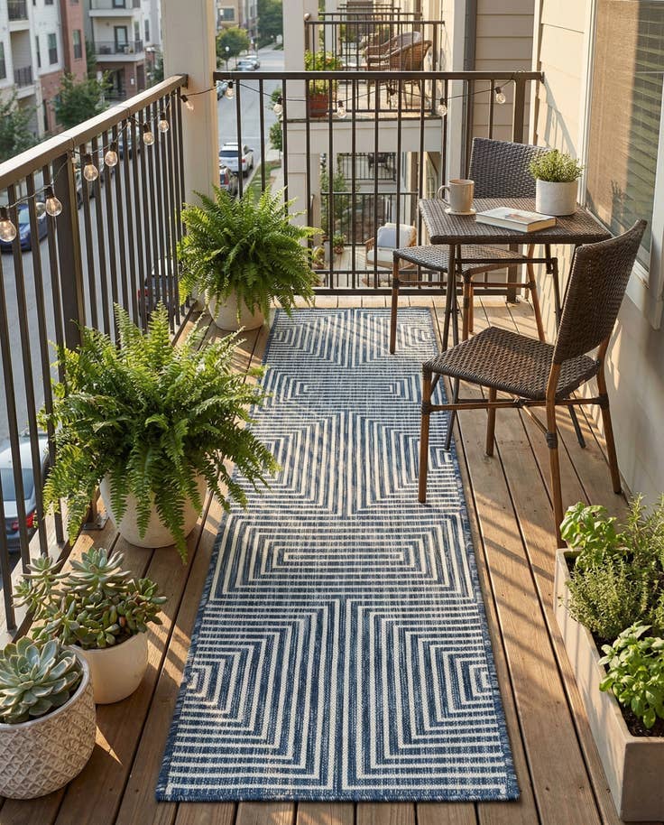 Detail image of 2' x 8' Easy-Clean Modern Indoor / Outdoor Runner Rug