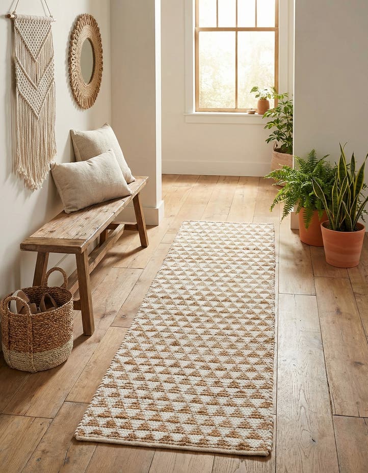 2' 7 x 10' Hand Woven Chindi Jute Runner Rug