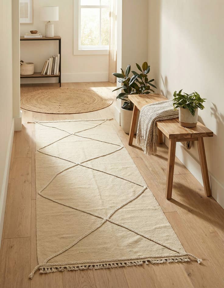 Detail image of  2' 9 x 7' 8  Hand Knotted Moroccan Wool Runner Rug