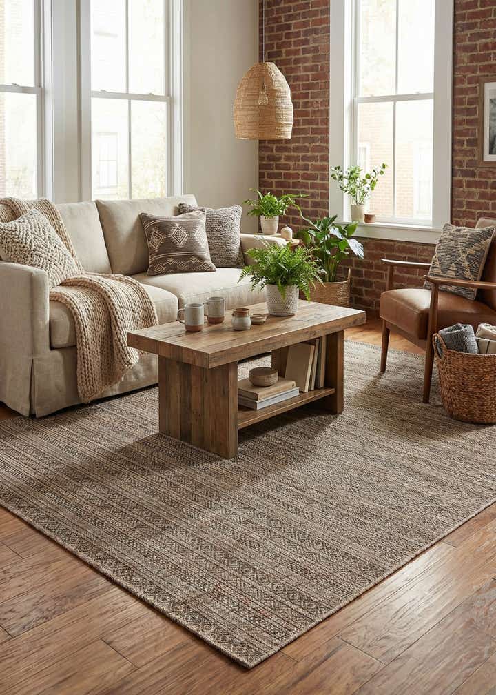 6' x 9' Easy-Clean Striped Indoor / Outdoor Rug
