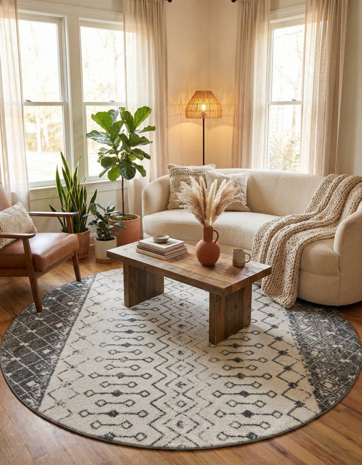 Detail image of  7' 10 x 7' 10 Moroccan Trellis Round Rug