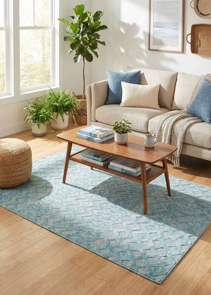 4' x 6' Easy-Clean Trellis Textured Indoor / Outdoor Rug