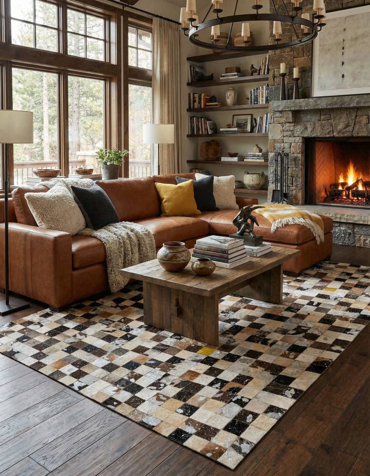 Detail image of 5' 1 x 8' Cowhide - Patchwork Rug