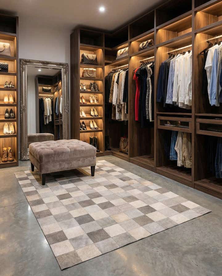 5' x 7' 9 Cowhide Leather Rug