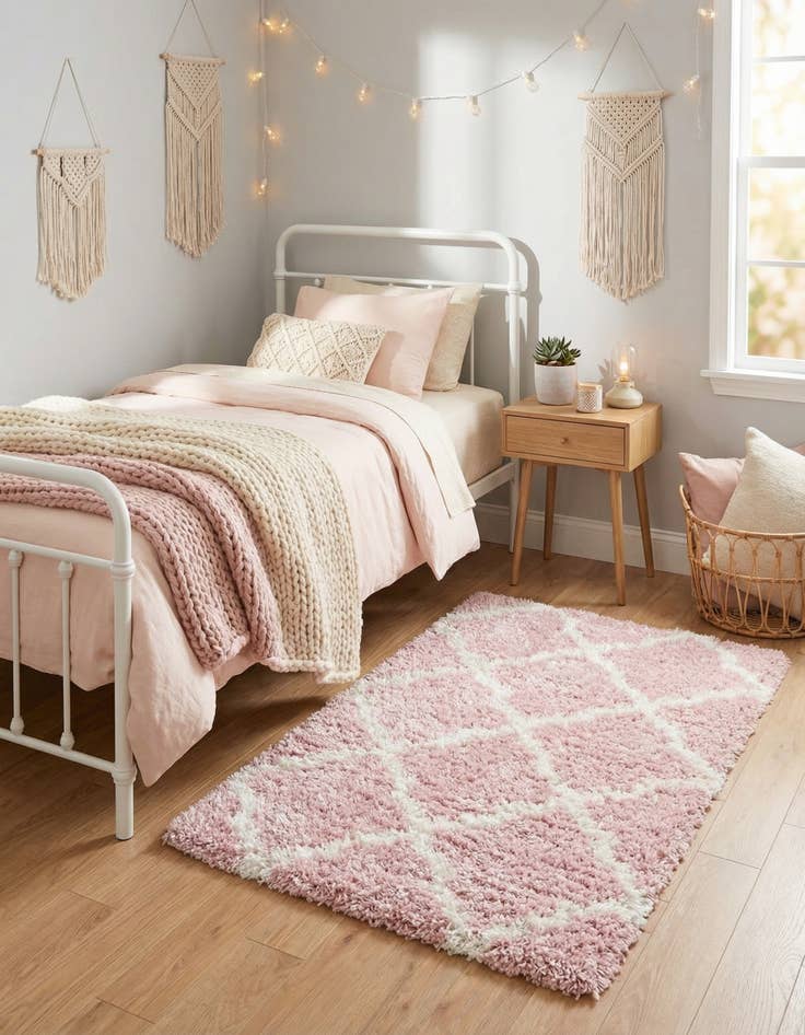 Detail image of  2' x 3' Moroccan Trellis Shag Rug