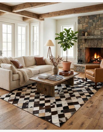 4' 8 x 6' 8 Cowhide Leather Rug