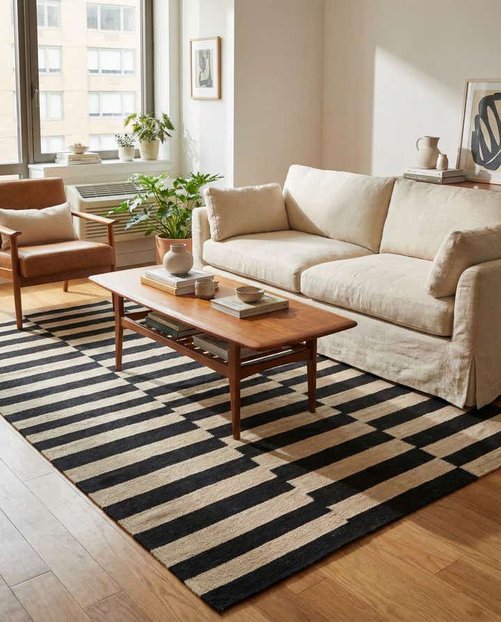 4' 3 x 5' 10 Hand Woven Kilim Modern Wool Rug