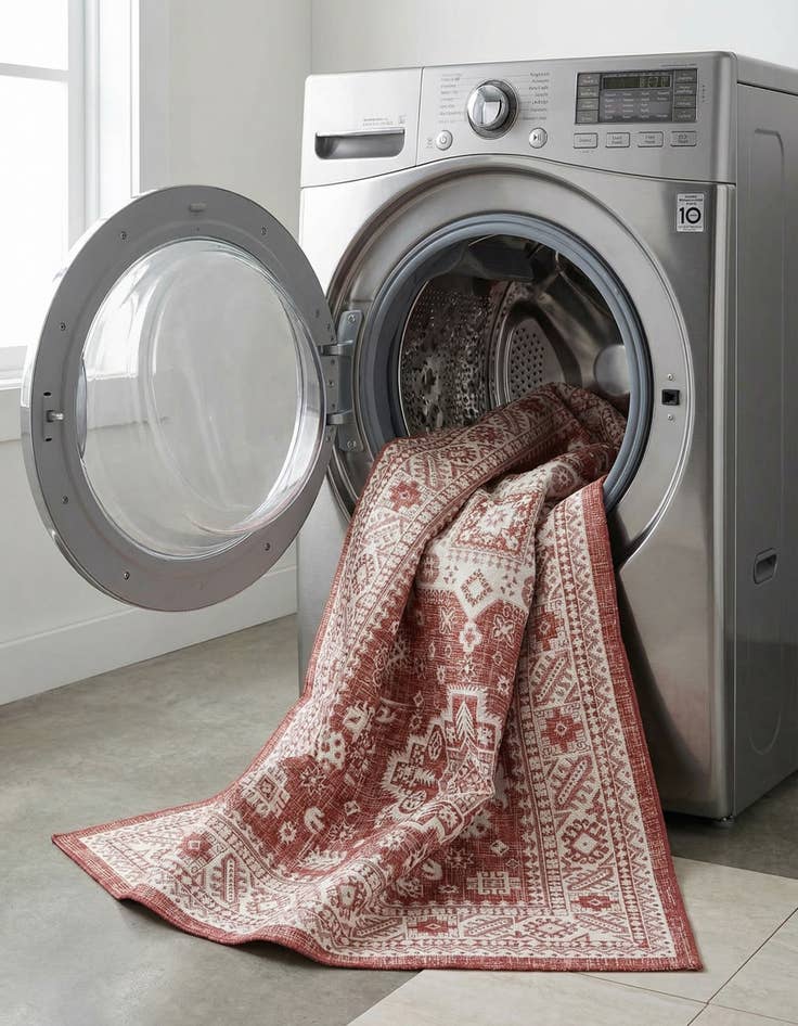 Detail image of 7' x 10'  Washable Aztec Indoor / Outdoor Rug