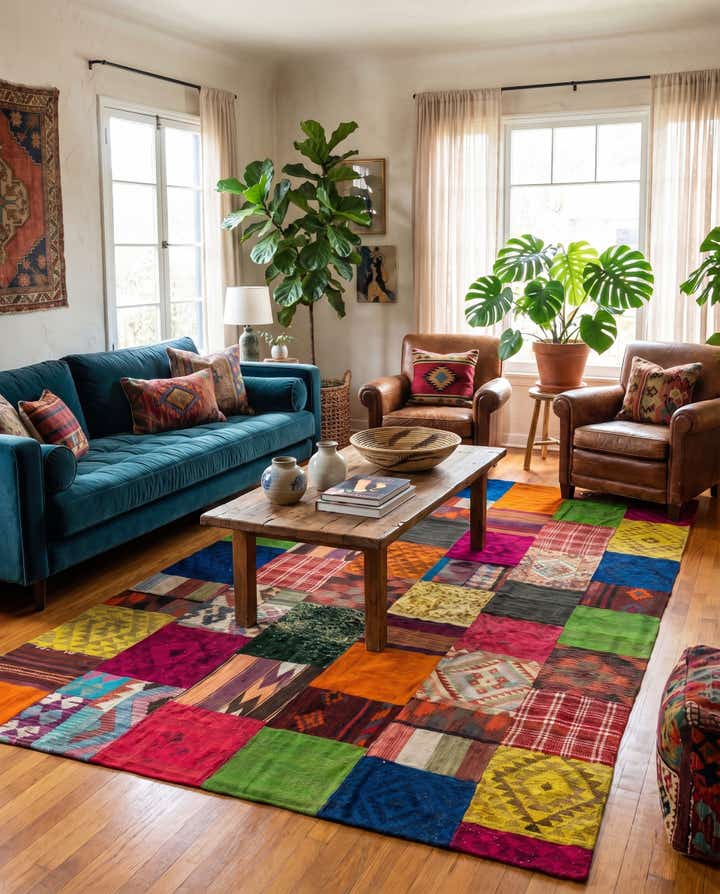 6' 8 x 9' 10 Hand Woven Kilim Patchwork Wool Rug