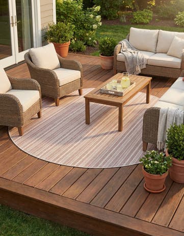 10' x 10' Easy-Clean Ribbon Indoor / Outdoor Round Rug
