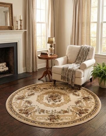 Cream Chateau Round Rug