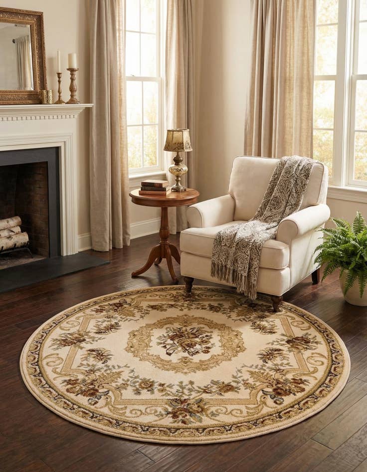 Detail image of 4' x 4' Classic Aubusson Round Rug