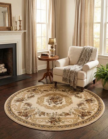 Cream Chateau Round Rug